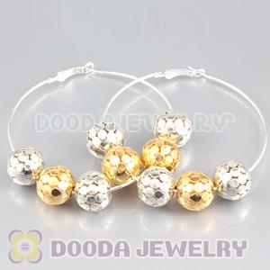 70mm Silver Basketball Wives Hoop Earrings With Alloy Ball Beads 