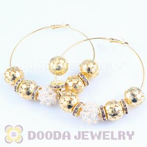 70mm Gold Basketball Wives Hoop Earrings With Alloy Ball Beads 