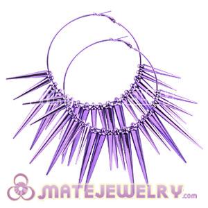 70mm Purple Basketball Wives Inspired Spike Hoop Earrings 
