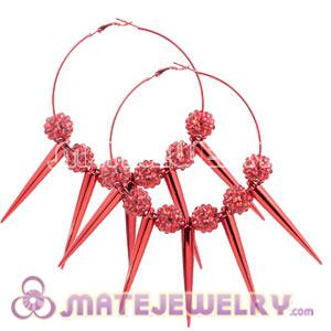 70mm Red Basketball Wives Inspired Spike Hoop Earrings 