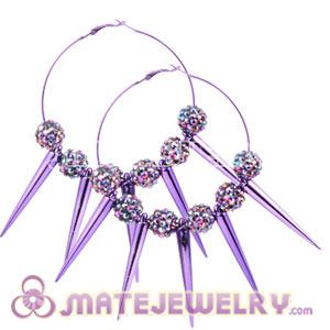 70mm Purple Basketball Wives Inspired Spike Hoop Earrings 