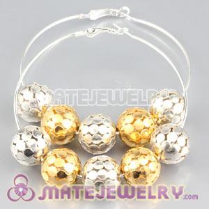 70mm Silver Basketball Wives Hoop Earrings With Alloy Ball Beads 