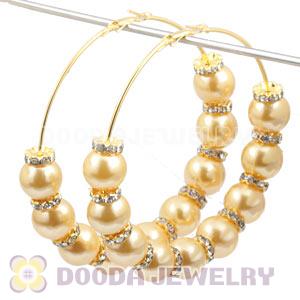 80mm Basketball Wives Hoop Earrings With ABS Pearl Beads 
