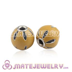 Wholesale 12mm Yellow Basketball Wives Leather Beads For Earrings 