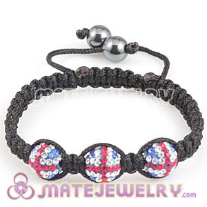 Fashion Macrame Bracelets With Crystal British Flag Beads And Hematite 