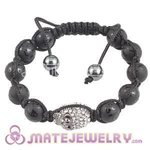Handmade Bracelets With Black Onyx Buddhist And Pave Crystal Skull Bead 