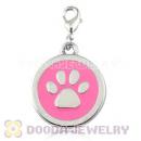 Platinum Plated Alloy Enamel European Jewelry Dog Paw Charms Wholesale