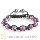 Handmade TresorBeads Bracelets With Pave Crystal British Flag Beads And Hematite