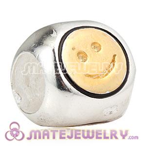 Gold Plated Silver European Smiling Face Charm Beads Wholesale