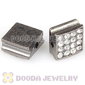 Gun Black Pave Crystal Square Alloy Beads Wholesale