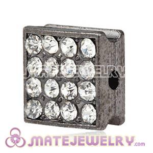 Wholesale Gun Black Pave Crystal Square Alloy Beads 