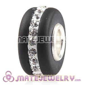 Wholesale Kerastyle Black Frosted Glass Silver Core Bead With Austrian Crystal  