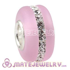 Wholesale Kerastyle Pink Frosted Glass Silver Core Bead With Austrian Crystal  