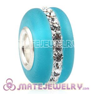 Wholesale Kerastyle Cyan Frosted Glass Silver Core Bead With Austrian Crystal  
