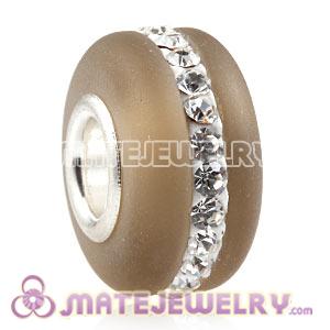 Wholesale Kerastyle Grey Frosted Glass Silver Core Bead With Austrian Crystal  