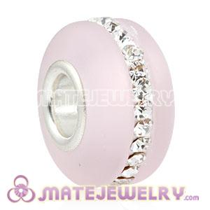 Wholesale Kerastyle Pink Frosted Glass Silver Core Bead With Austrian Crystal  