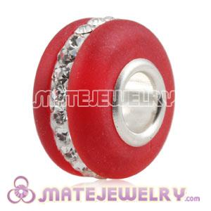 Wholesale Kerastyle Red Frosted Glass Silver Core Bead With Austrian Crystal  