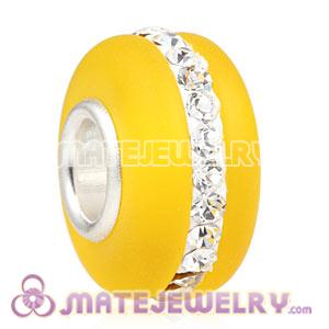 Wholesale Kerastyle Yellow Frosted Glass Silver Core Bead With Austrian Crystal  