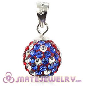 Fashion Sterling Silver 10mm Czech Crystal Flag Of USA Pendants