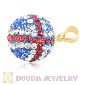 14mm Gold Plated Silver Czech Crystal British Flag Pendants Wholesale