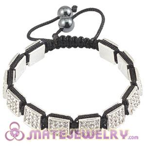 Handmade Pave Crystal Square Alloy Bracelets With Hematite