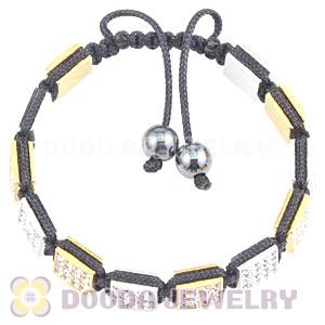 Handmade Pave Crystal Square Alloy Bracelets With Hematite