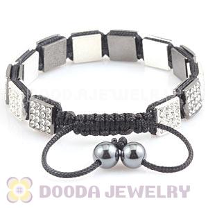 Handmade Pave Crystal Square Alloy Bracelets With Hematite