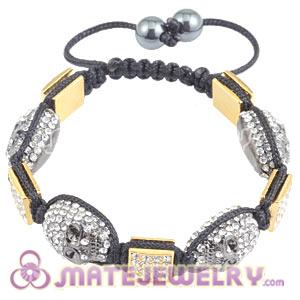 Handmade Pave Crystal Square Alloy Bracelets With Skull Bead