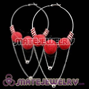 Wholesale 70mm Basketball Wives Mesh Earrings With Spacer Beads 