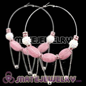 Wholesale 80mm Basketball Wives Mesh Earrings With Spacer Beads 