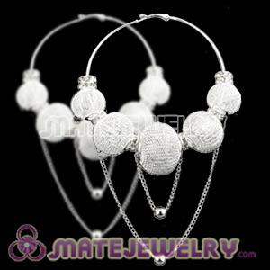 Wholesale 80mm Basketball Wives Mesh Earrings With Spacer Beads 