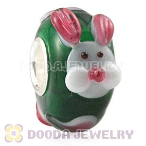 Handmade European Glass Rabbit CAROON Beads In 925 Silver Core Wholesale
