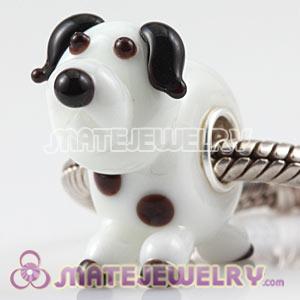 European Handmade Glass Puppy Dog Beads In 925 Silver Single Core