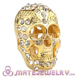 Sambarla Style Gold Plated Handmade Skull Beads With Crystal 