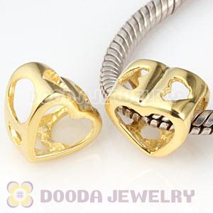 Gold Plated Sterling Silver European Open Heart Charm Beads Wholesale