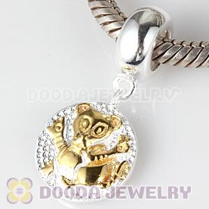 Gold Plated Sterling Silver Chinese Zodiac Tiger Dangle Charm Bead Wholesale