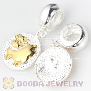 Gold Plated Sterling Silver Chinese Zodiac Sheep Dangle Charm Bead Wholesale
