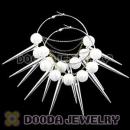 70mm Silver Basketball Wives Spike Hoop Earrings Wholesale