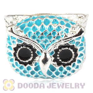 Wholesale 19mm Unisex Silver Plated Enamel Blue Owl Finger Ring 