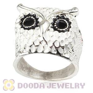 Wholesale 18mm Unisex Silver Plated Enamel White Owl Finger Ring 