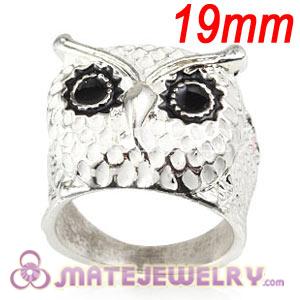 Wholesale 19mm Unisex Silver Plated Enamel White Owl Head Finger Ring 