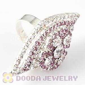 Wholesale Silver Plated Crystal Flower Ring For Women 