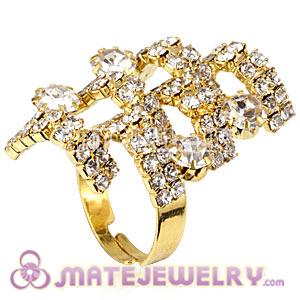 Wholesale Unisex Gold Plated White Crystal Finger Ring  