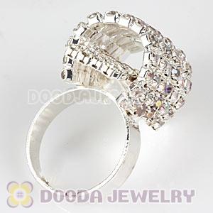 Wholesale Unisex Silver Plated White Semi Circle Crystal Finger Ring  