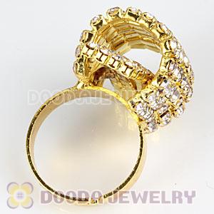 Wholesale Unisex Gold Plated White Semi Circle Crystal Finger Ring  