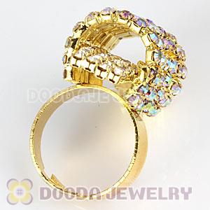 Wholesale Unisex Gold Plated Semi Circle Crystal Finger Ring  