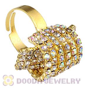 Wholesale Unisex Gold Plated Semi Circle Crystal Finger Ring  