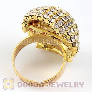 Wholesale Gold Plated Unisex White Crystal Nail Ring 