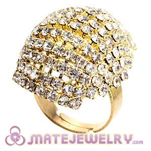 Wholesale Gold Plated Unisex White Crystal Nail Ring 