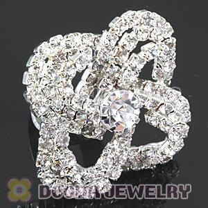 Wholesale Silver Plated White Crystal Flower Ring For Women 